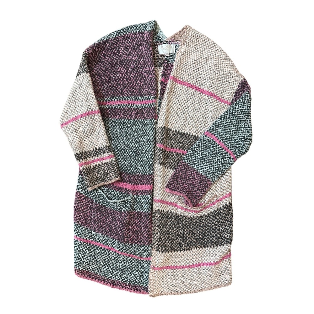 Audrey Parks Francesca's Open Front Color Block Cardigan Size M